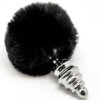 Alive Anal Pleasure Plug Espiral Metal Pompon Negro Talla L 8433345703992