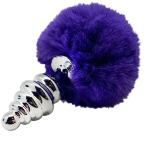 Alive Anal Pleasure Plug Espiral Metal Pompon Violeta Oscuro Talla S 8433345710099