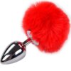 Alive Anal Pleasure Plug Liso Metal Pompon Rojo Talla L 8433345703862
