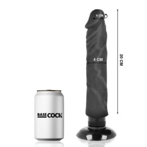 Basecock Vibrador Realistico 2-1 Natural Negro 20 cm -O- 4 cm 8435565908294