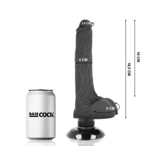 Basecock Vibrador Realistico 2-1 Negro 18.5 cm -O- 4 cm 8435565908270