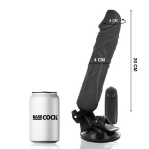 Basecock Vibrador Realistico Control Remoto Negro 20 cm -O- 4 cm 8435565908355