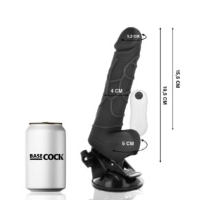 Basecock Vibrador Realistico Control Remoto Negro Con Testiculos 19.5 cm -O- 4 cm 8435565908416