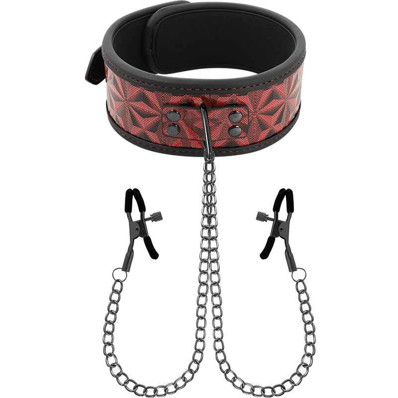 Begme Red Edition Collar Con Cadenas Y Pinzas Pezones Con Forro De Neopreno 6 begme red edition collar con cadenas y pinzas pezones con forro de neopreno 8435565929886