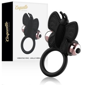 Coquette Chic Desire Cock Ring Butterfly Anillo Vibrador Negro Gold 8435565912932