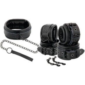 Darkness Esposas Y Collar De Cuero Negro 8435565903978