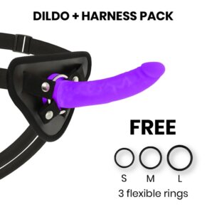 Delta Club Toys Arnes + Dildo Lila Silicona Medica 17 cm -O- 3 cm
