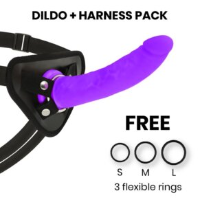 Delta Club Toys Arnes + Dildo Lila Silicona Medica 20 cm -O- 4 cm