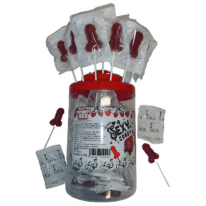 Diablo Picante Bote 50 Piruletas Pito Caramelo Fresa Y Cereza (50 Unidades) 8423467010443