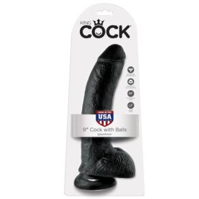 King Cock 9 Pene Realistico Negro 22.9 cm 603912350258