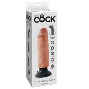 King Cock Dildo Vibrador 15.24 cm Natural 603912737691