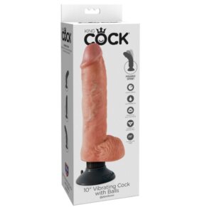 King Cock Dildo Vibrador Con Testiculos 25.5 cm Color Natural 603912737806