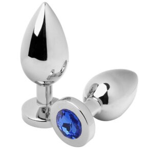 Metal Hard Anal Plug Diamond Blue Small 5.71cm 8435565914172