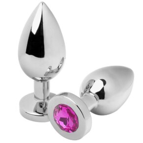 Metal Hard Anal Plug Diamond Rosa Small 5.71cm 8435565914189