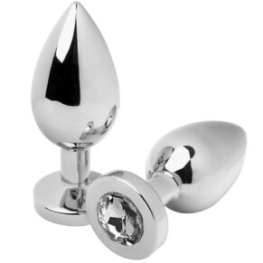Metal Hard Anal Plug Diamond Transparente Small 5.71cm 8435565914165