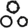 Seven Creations Juego Tres Anillos Pene Negro 4719855241365