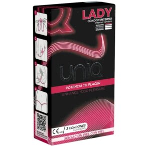 Uniq Lady Condom Preservativos Femeninos Con Liguero Sin Latex 3 Unidades 7708612425800